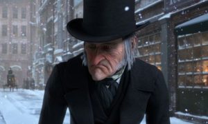 Actor Jim Carrey as Ebenezer Scrooge
